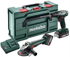 =81= Baterijska bušilica-kutna brusilica set METABO BS 18 + W 18 L 9-125 2,0/4,0Ah Li-Power, Z685204500
