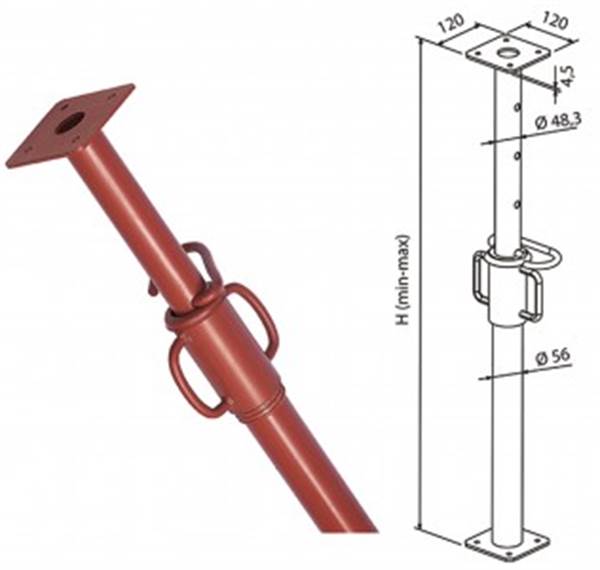 Podupirač zida 180-320cm lakirani, ZPP320