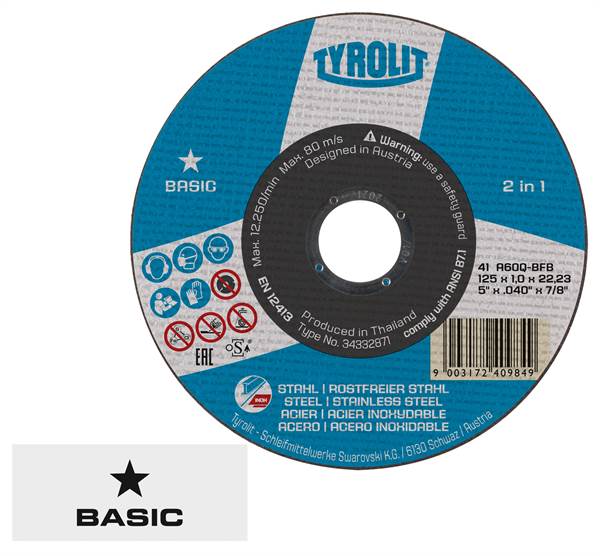 Rezna ploča za čelik 41C 230x3,0x22,23mm ravna A30Q-BF TYROLIT, Z223002