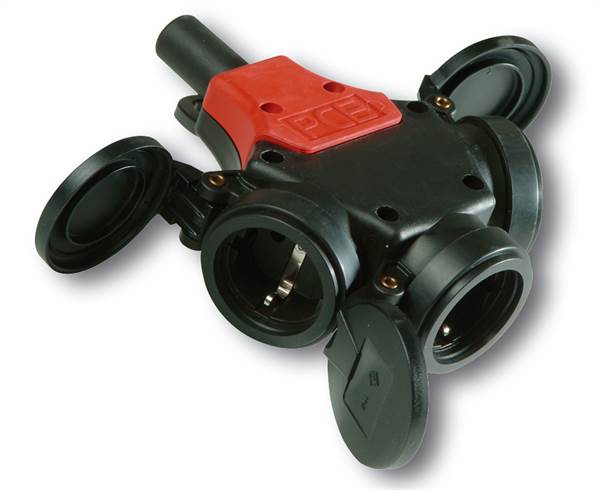 Šuko utičnica trostruka, gumena, IP44, s opružnim poklopcem, Z25322-S