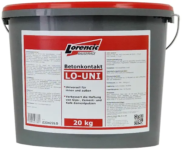 Betonkontakt LO-UNI za gipsanu i vapneno cementnu žbuku, unutarnja/vanjska primjena 20kg/kanta **Smrzavanje od 0°**, Z33422LO