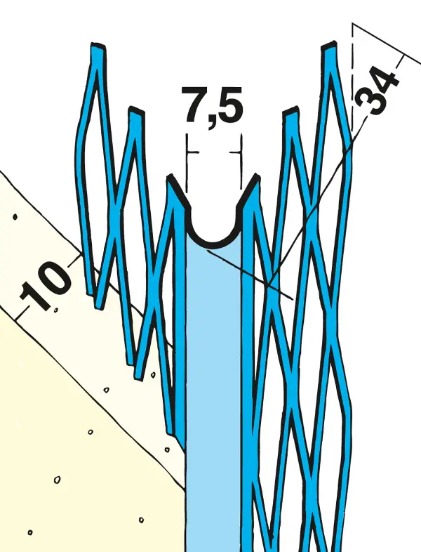 Unutarnji kutnik 1005 3,0m/štanga za zaobljenu izvedbu ruba, 25štangi/bunt, 81bunt/paleta, Z41005300