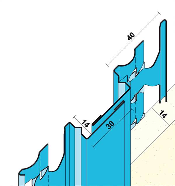 Dilatacijski profil 1201 14mm 3,0m/štg, 15štg/bunt, 81bunt/pal, Z41201300