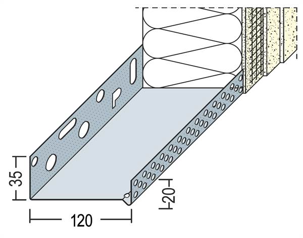 Sokl profil WDVS alu 120mm 90812 (9212) 2,50m/štanga, 6štangi/bunt 70bunt/pal, Z490812