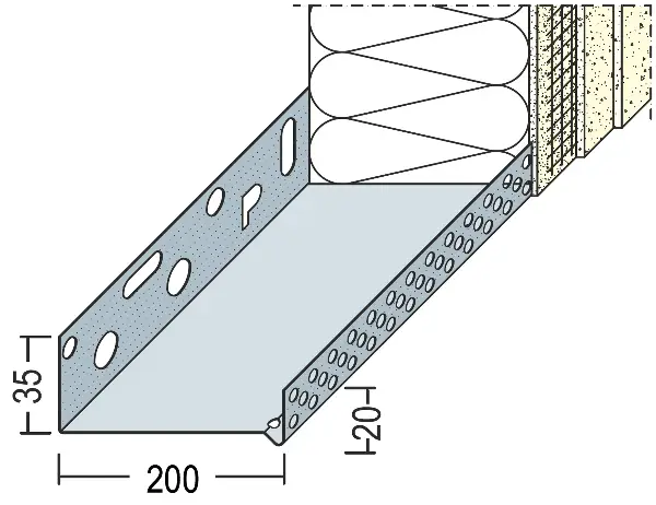 Sokl profil WDVS alu 200mm 90820 (9218) 2,50m/štanga, 6štangi/bunt, Z490820