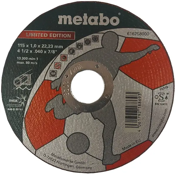 Rezna ploča čelik INOX TF41 115x1,0x22,23 A60-R METABO 10kom/pak, Z616258000HR