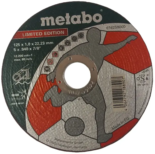 Rezna ploča čelik INOX TF41 125x1,0x22,23 A60-R METABO 10kom/pak, Z616259000HR