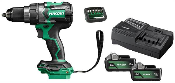 =81= Baterijska bušilica-set HIKOKI DS18DC 18V 5,0Ah Li-Ion s 2 baterije, punjačem, set bitova, ZDS18DCWPZSET