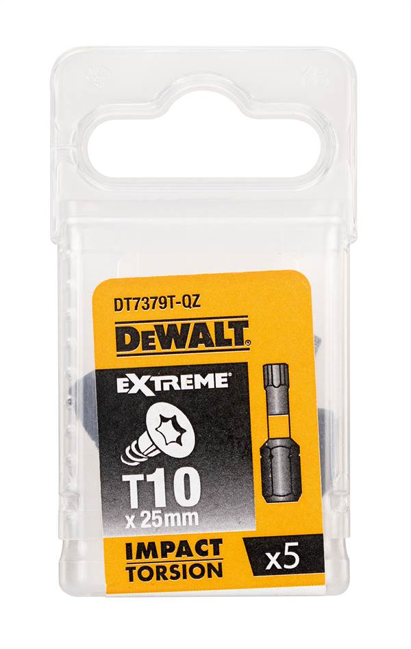 Bitovi T10 x 25mm EXTREME® IMPACT TORSION DEWALT® otporni na udarce 5kom/pak, ZDT7379T-QZ
