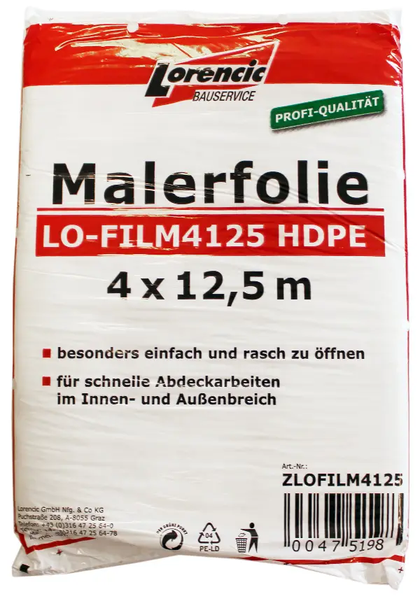 Folija za ličioce LO-FILM4125 HDPE 4x12,5m 10kom/karton 70karton/paleta, ZLOFILM4125