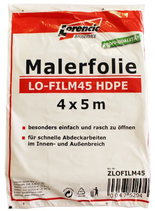 Folija za ličioce LO-FILM45 HDPE 4x5m 20kom/karton 90karton/paleta, ZLOFILM45