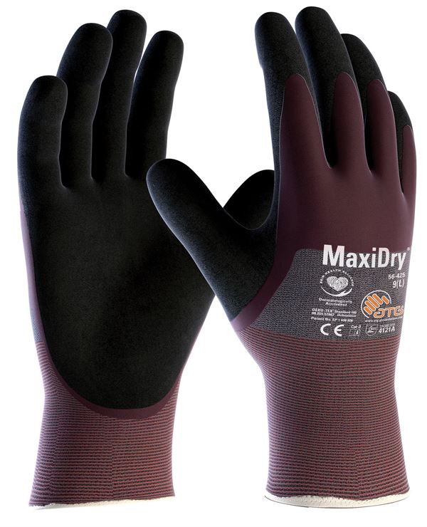 Radne rukavice višenamjenske MAXIDRY® 56-425, lila/crne, 3/4 premazane, EN 388, vel. 9, Z131709