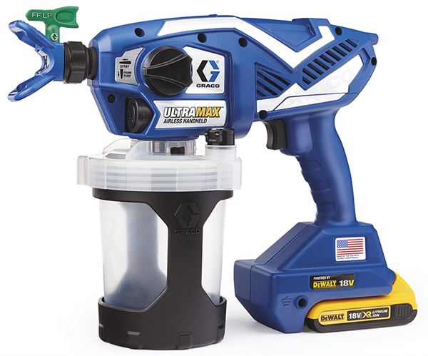 =81= Airless aku ručni uređaj za prskanje GRACO ULTRAMAX HH s 2 Li-Ion baterije, 2 mlaznice, torbica, Z17P2580
