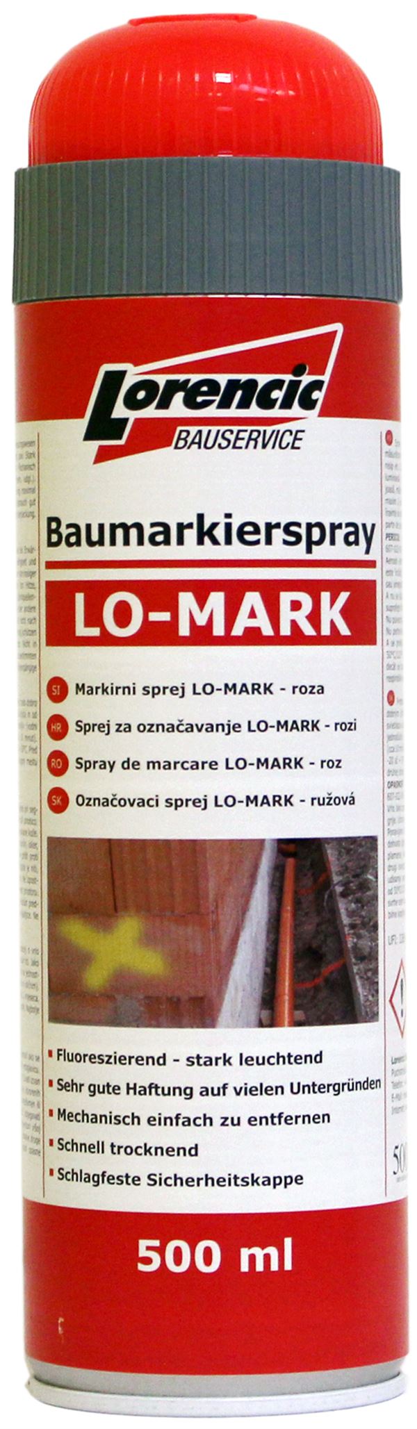 =§= Sprej za označavanje LO-MARK crveni 500ml 12kom/kart 75kart/pal, Z241613LO
