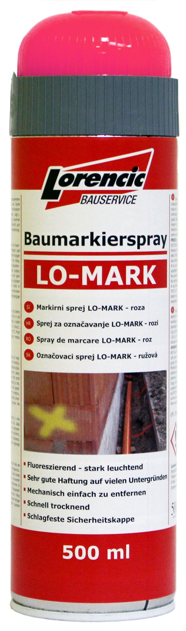 =§= Sprej za označavanje LO-MARK rozi 500ml 12kom/kart 75kart/pal, Z241625LO