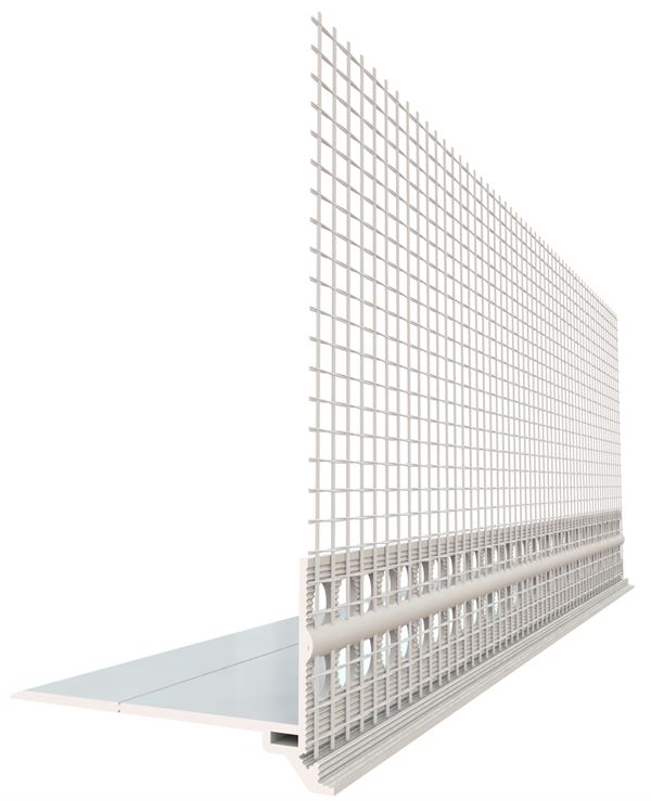 Sokl profil PVC s WDVS mrežicom tip PRAKTIKA 50x1mm 2,5m/štanga, 25štangi/karton, 40karton/paleta, Z4039050