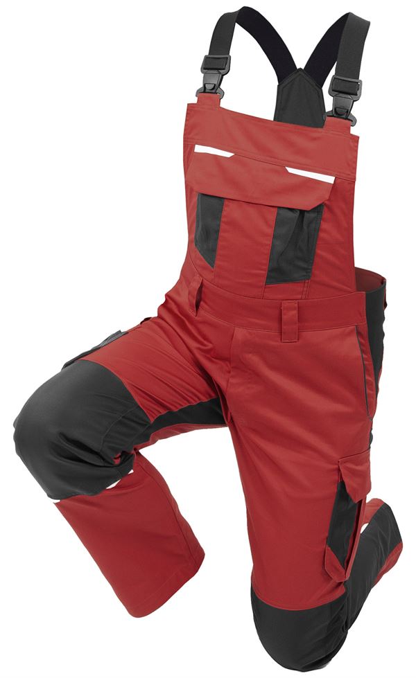 Latzhose QUALITEX IND, rot/anthrazit, 250 g/m², Gr. 50, Z41014-RALH50