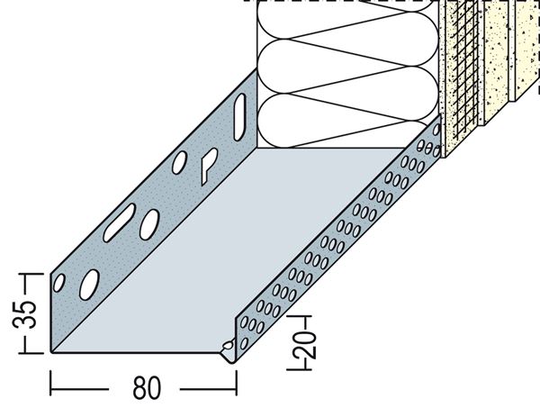 Sokl profil WDVS alu 80mm 90608 (9148) 2,50m/štanga, 10štangi/bunt 77bunt/pal, Z490608
