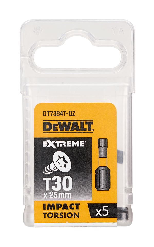 Bitovi T30 x 25mm EXTREME® IMPACT TORSION DEWALT® otporni na udarce 5kom/pak, ZDT7384T-QZ