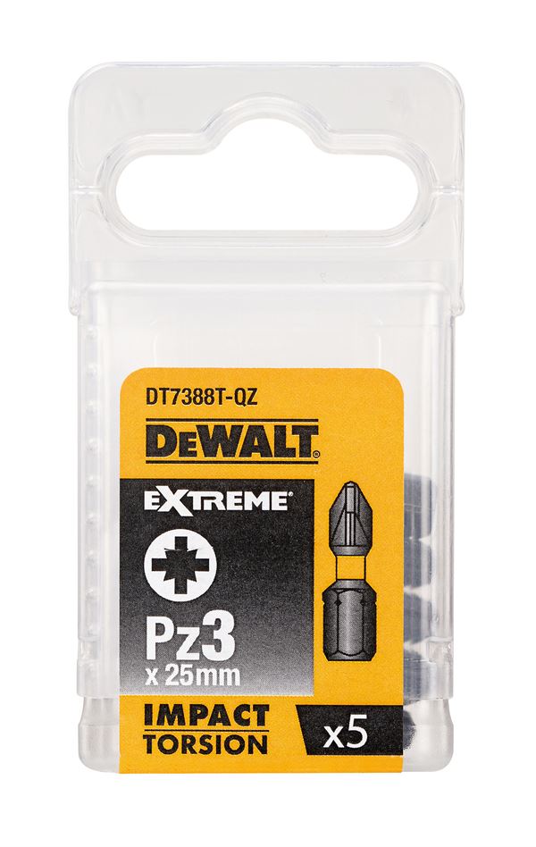 Bitovi PZ3 x 25mm EXTREME® IMPACT TORSION DEWALT® otporni na udarce 5kom/pak, ZDT7388T-QZ