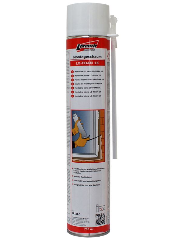 =§= Montažna pjena LO-FOAM 1K 750ml 12kom/karton, 70karton/paleta, ZKR13LO